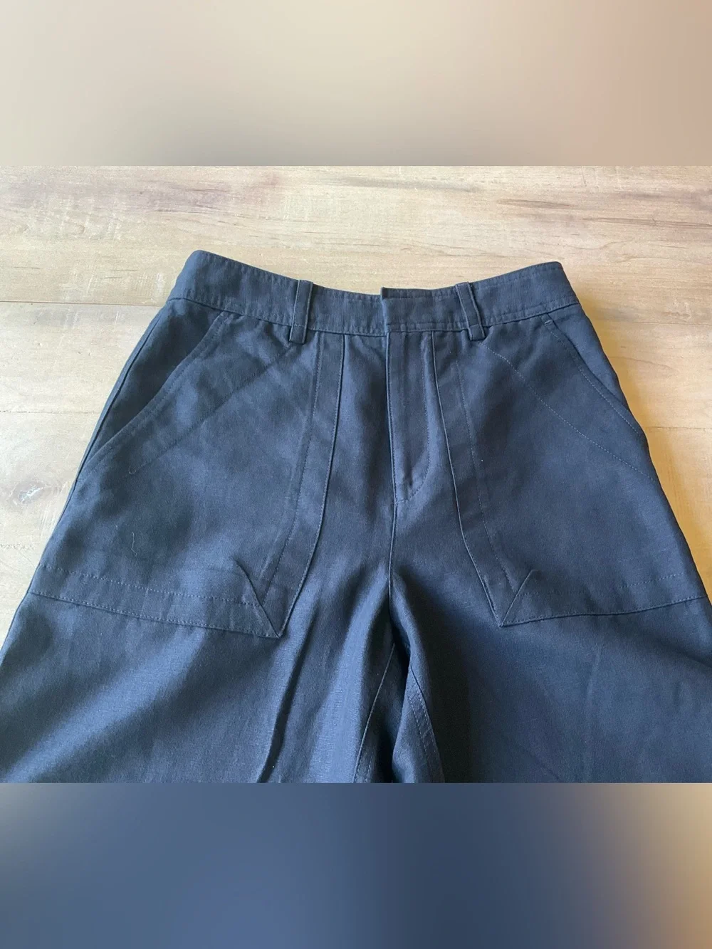 Banana Republic Black The Weekend Slim Barrel Leg Linen / Cotton size 4